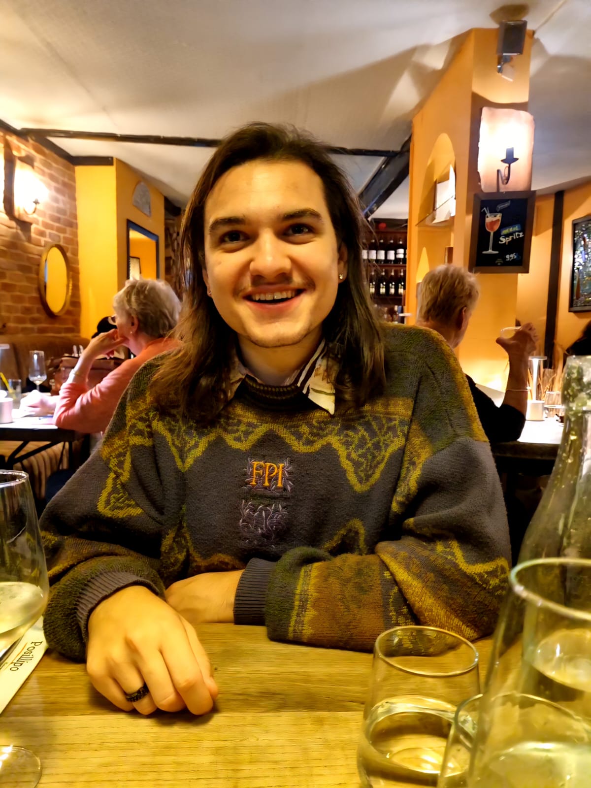 Nathan Wheeler in a restaurant