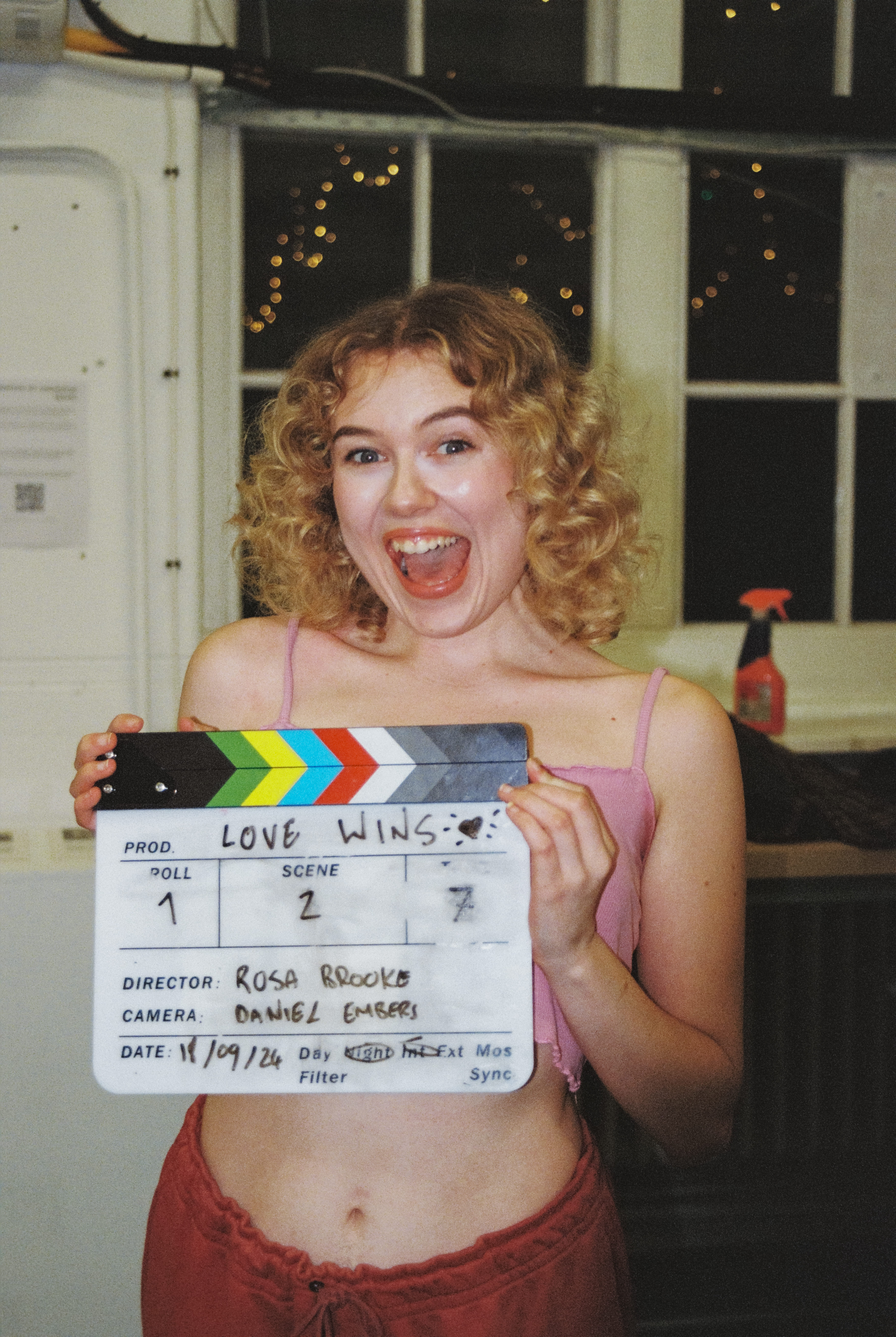 Esme on the set of her first film.